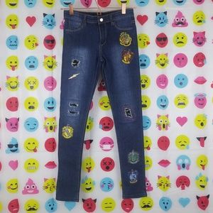 HARRY POTTER Patchwork Jeans Sz 12 Slim Fit